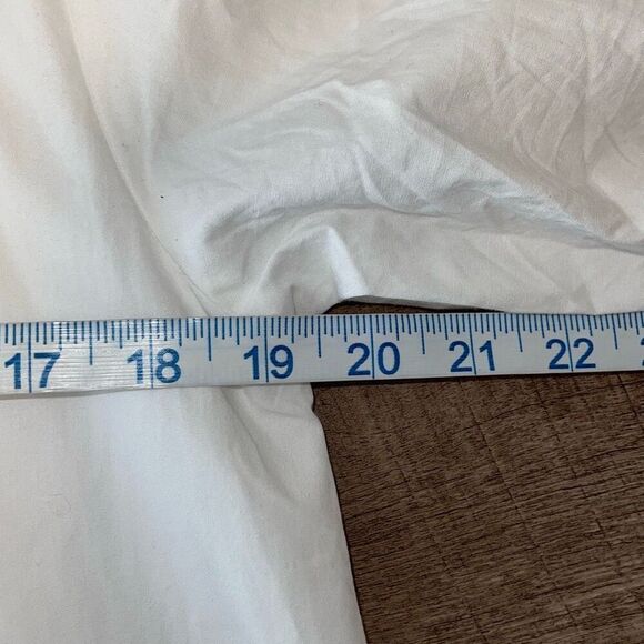 ADDISON BAY ISLE DRESS 100% Poplin Cotton White Blue Pipping Drop Waist Midi Sma - Picture 10 of 11